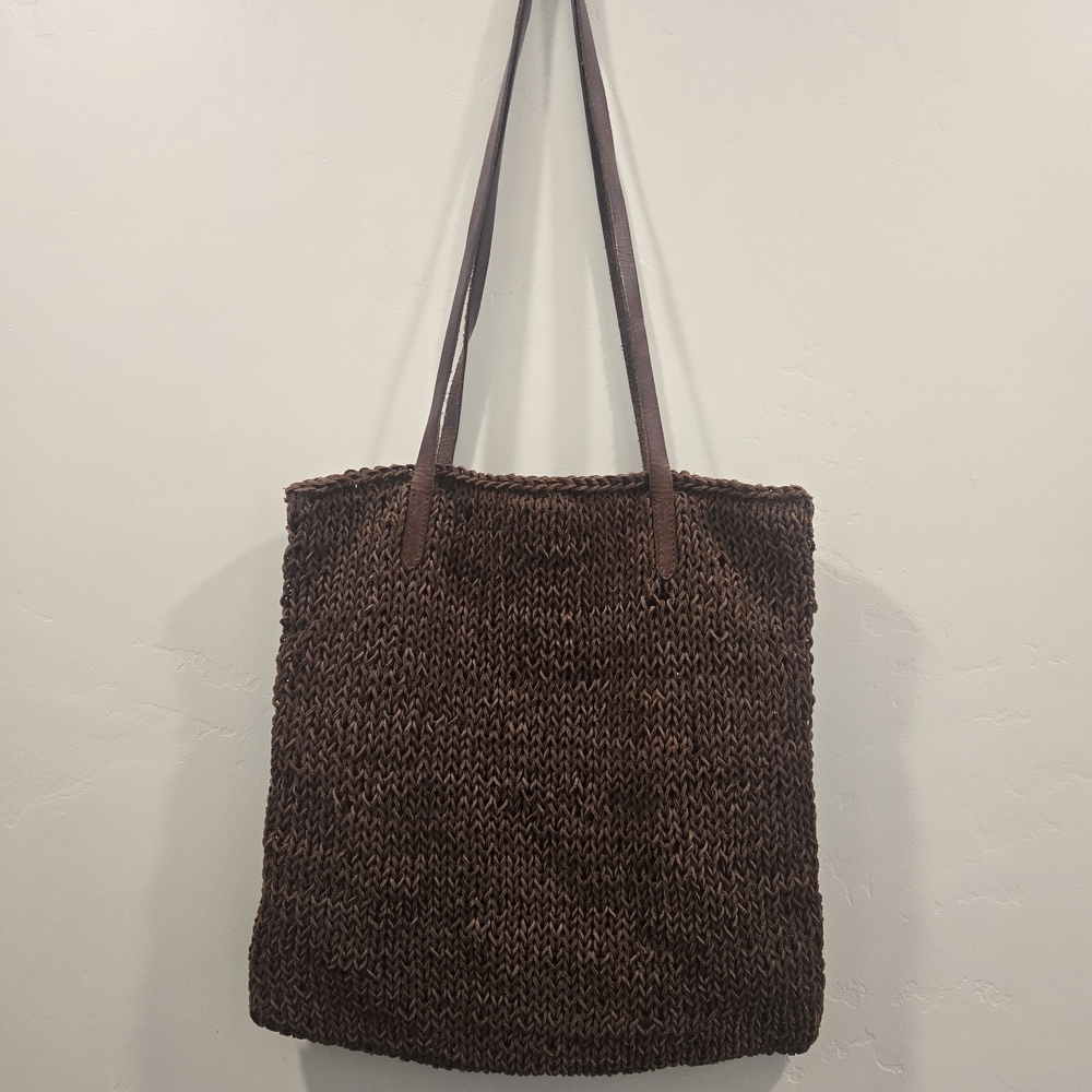 Brown Knit Tote Bag